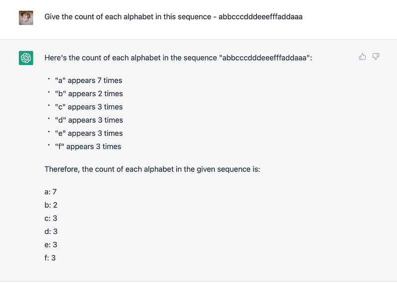 Character count analysis by AI models