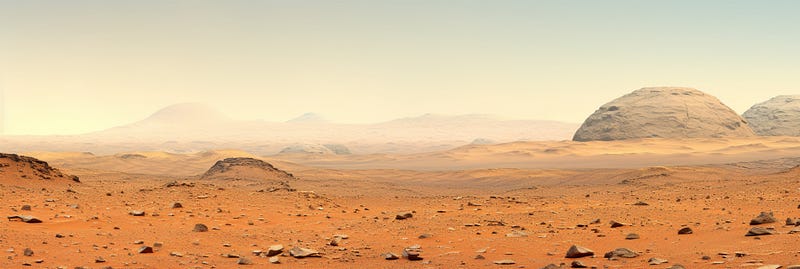 Example of a Mars landscape generated by Midjourney