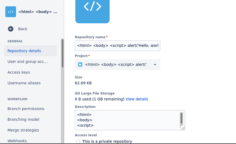 Bitbucket vulnerability example