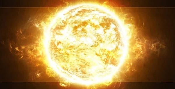 Diagram of the Sun's composition and temperature