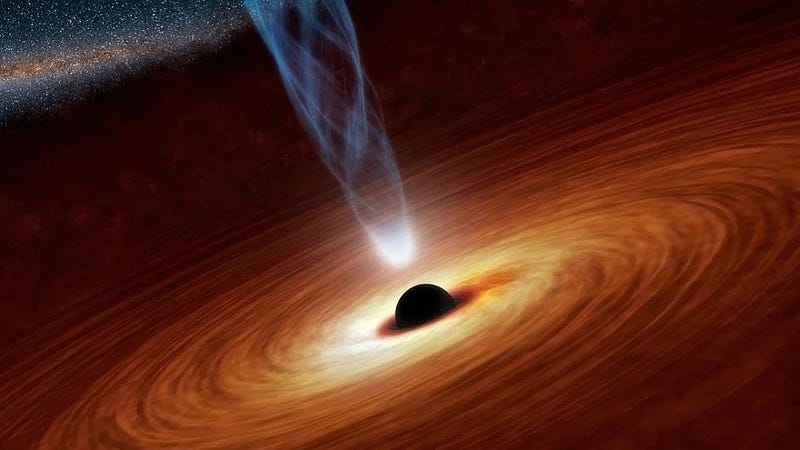 Artistic representation of black hole evaporation