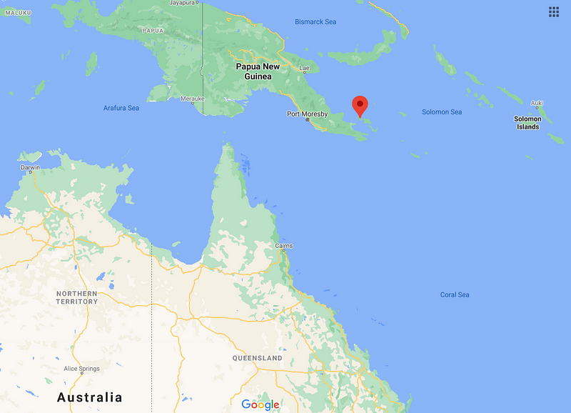 Map showing geological study area in Papua New Guinea