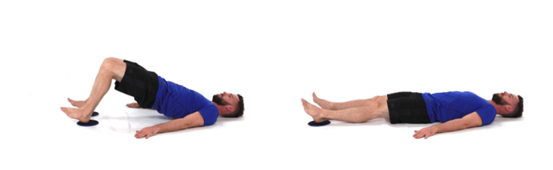 Demonstration of hamstring sliders exercise