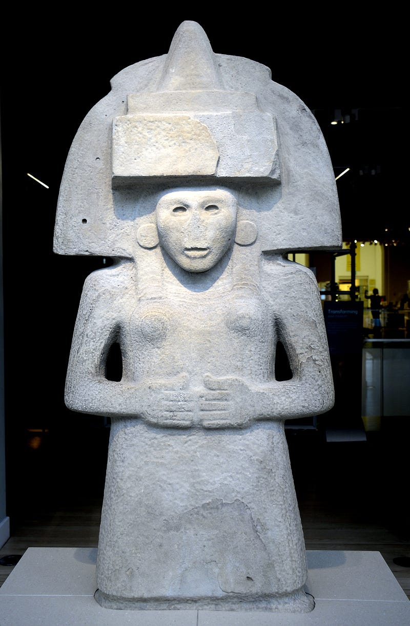 Limestone statue of a mother goddess from ancient Mexico