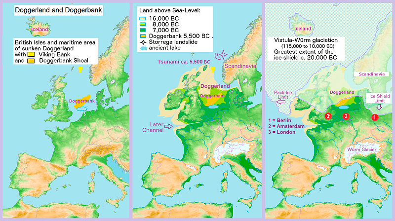 Doggerland and Dogger Bank landbridge map