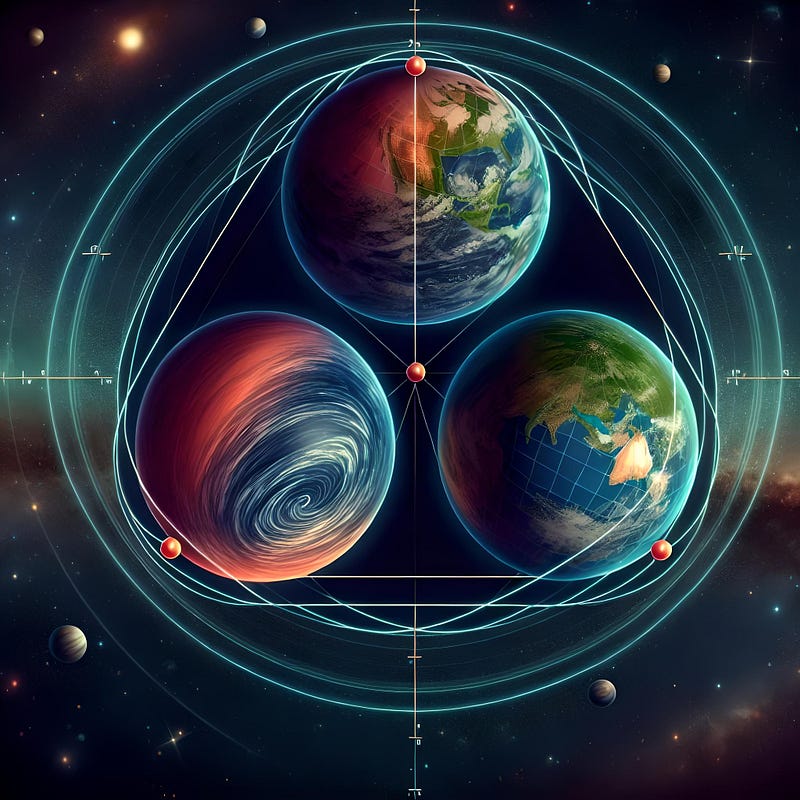 Artistic representation of the Three-Body Problem