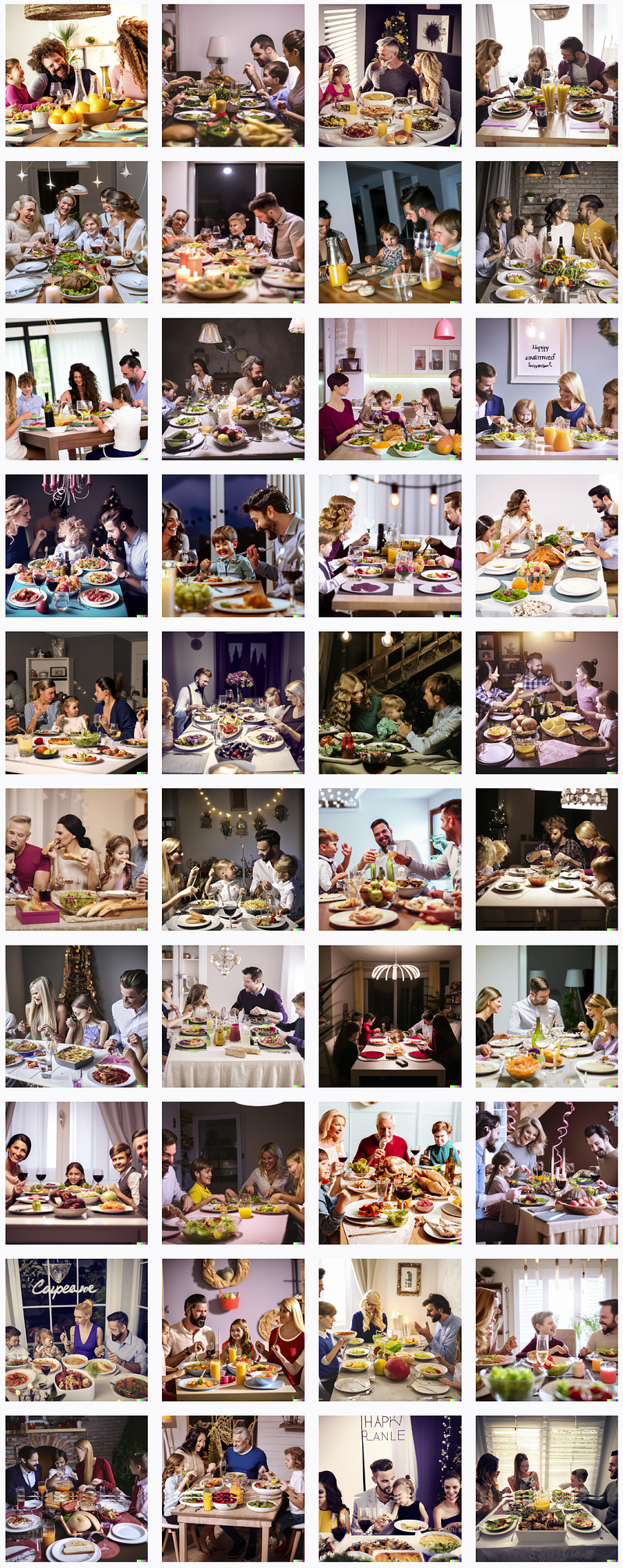 AI-generated image of an ideal family dinner