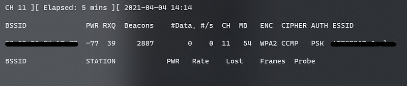 Bettercap web interface displaying WiFi data