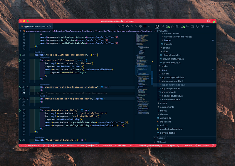 VSCode with the Peacock Extension