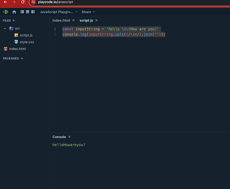 JavaScript Split and Join Example