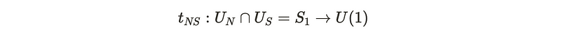 Diagram of overlapping hemispheres with transition function