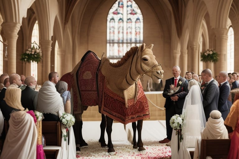 AI-Generated Camel Wedding - Curious Scene