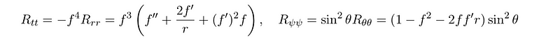 Detailed components of the Ricci tensor.