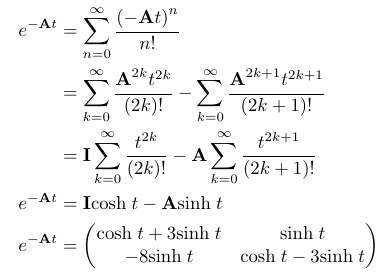 Initial conditions for the matrix M