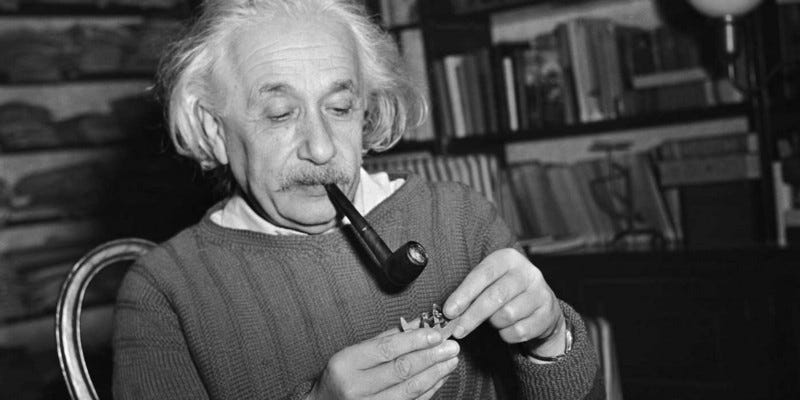 Einstein with his pipe