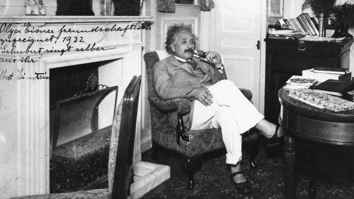 Einstein's unconventional footwear