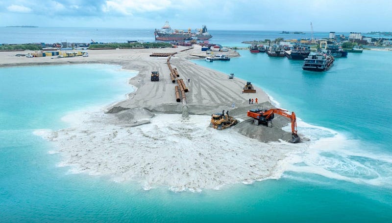 Land reclamation project in the Maldives