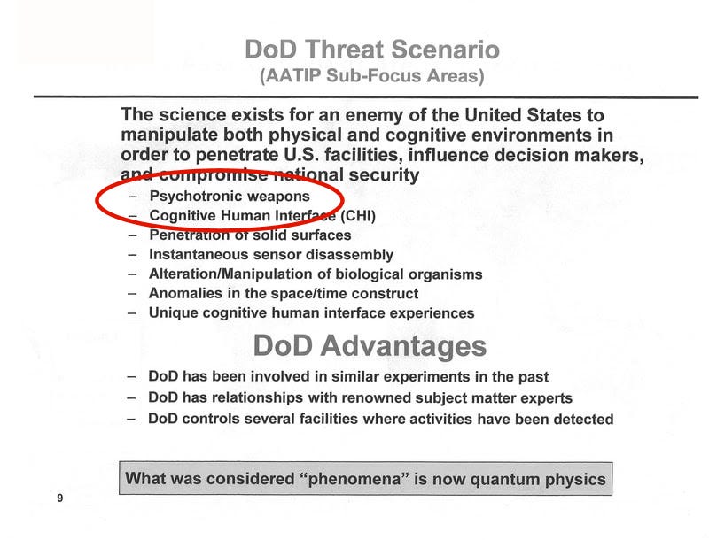 Pentagon briefing slide on UAP