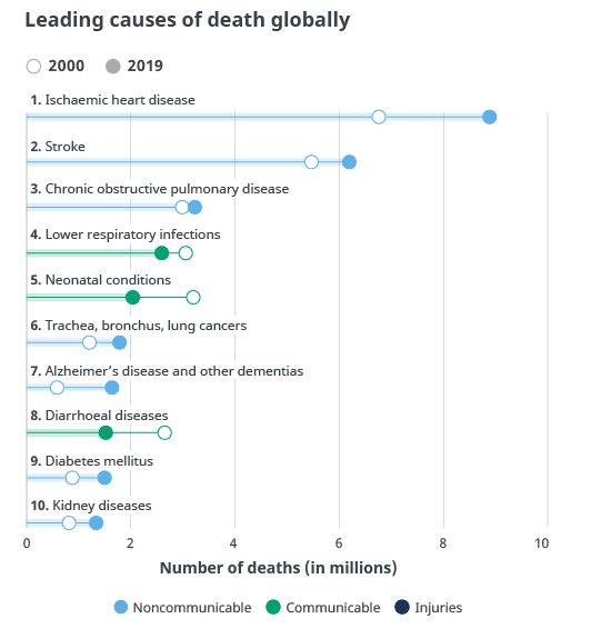 Causes of premature death from WHO data